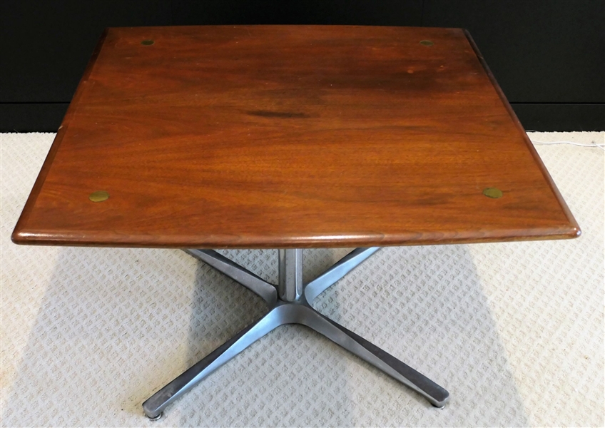 Mid Century Modern Square Table with Metal Base - Jepsen Furniture Co. - Measures 20" Tall 32" by 32"