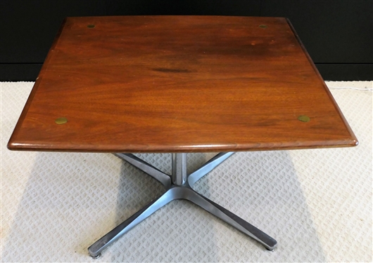 Mid Century Modern Square Table with Metal Base - Jepsen Furniture Co. - Measures 20 Tall 32 by 32