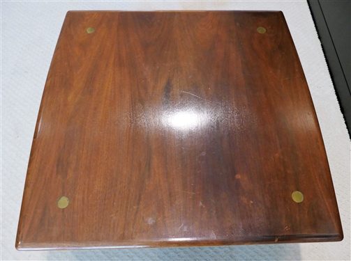 Mid Century Modern Square Table with Metal Base - Jepsen Furniture Co. - Measures 20 Tall 32 by 32