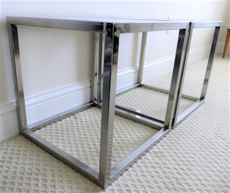 Pair of Chrome and Glass End Tables -Each Measures 18 Tall 18 by 18