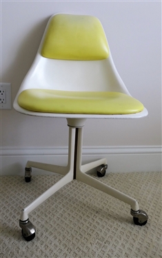 Burke Inc. Dallas Texas Rolling Desk Chair - Yellow Seat and Back - Some Fading 