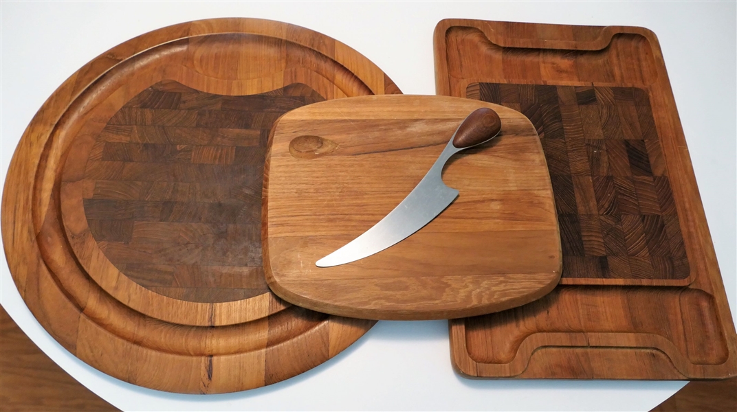 2 Dansk Cutting Boards and Larger Rectangular Made in Denmark - Round Dansk Measures - 17 1/2" Across