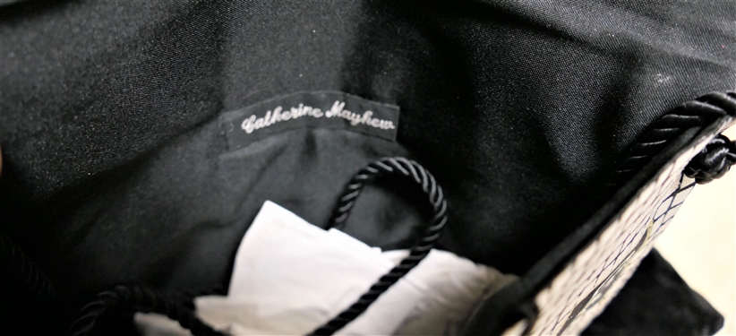 I. Santi Straw Evening Bag and Handmade Purse from Vintage Black Silk Japanese Obi