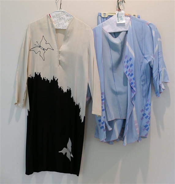 Yolanda Lorenti I. Magnin Black and White Dress and Blue Skirt, Shell, and Jacket Set - Some Staining