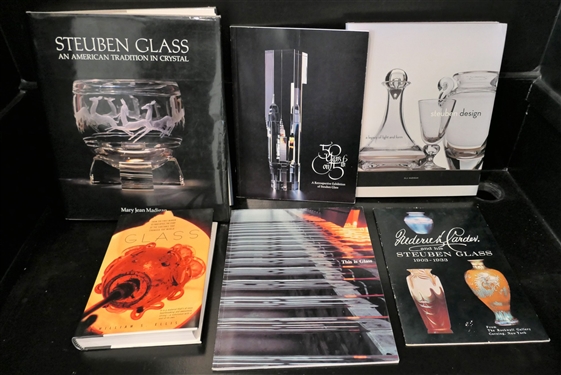 Lot of Books on Glass including Glass Steuben Design This Is Glass and  Steuben Glass and American Tradition in Crystal 
