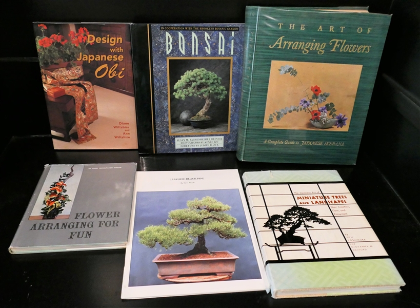 Lot of Books on Floral Arranging - "Design with Japanese Obi" "Japanese Black Pine "Bonzi" and "The Art of Arranging Flowers