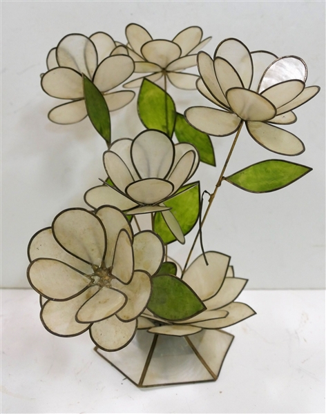 Capiz Shell Flower Arrangement -Flowers Can Be Adjusted - 1 Petal Needs Glue - Measures 11" tall