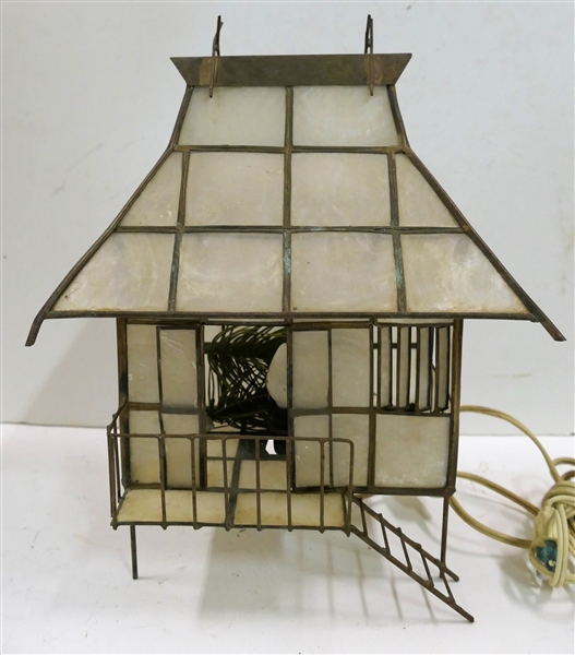 Capiz Shell Lighted House / Cabana - Measures 12" tall 9 1/2" by 7"