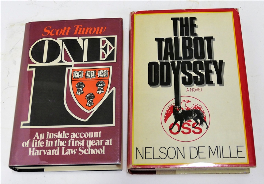 2  Books - "One L : An inside account of life in the first year at Harvard Law School" by Scott Turow and "The Talbot Odyssey" by Nelson De Mille Author Signed with Photograph