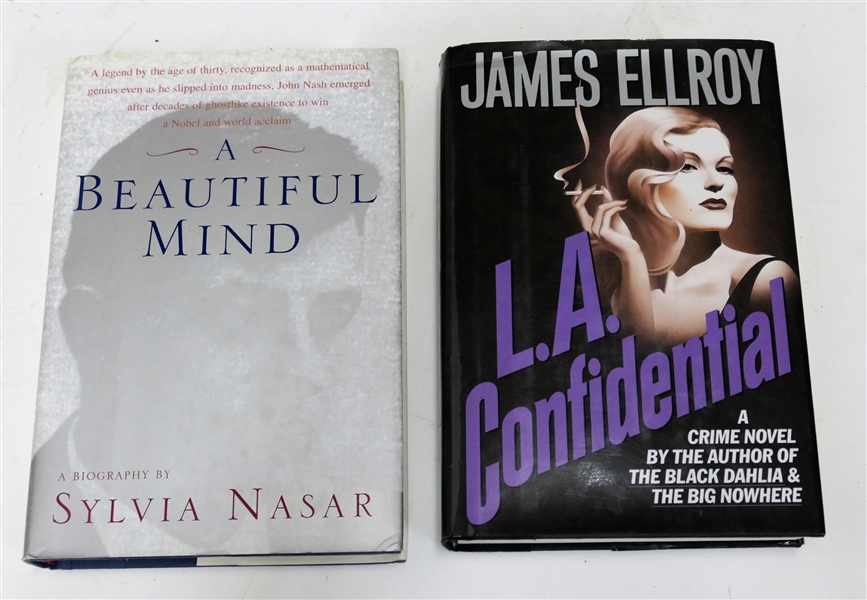 NOT SIGNED -2 Author Signed First Edition Books - "A Beautiful Mind" by Sylvia Nasar and " "L.A. Confidential" by James Elroy - First Printing