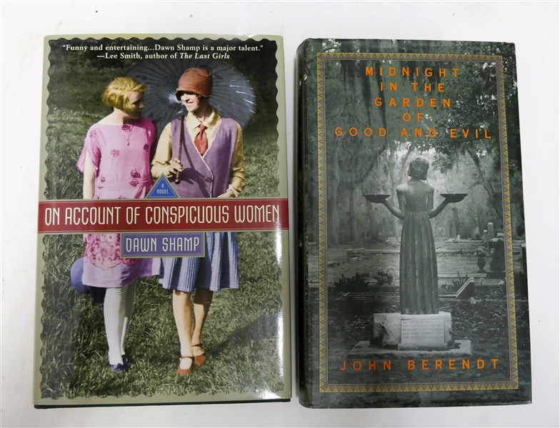 2 Author Books - "On Account of Conspicuous Women" by Dawn Shamp Author Signed and Inscribed First Edition and "Midnight in the Garden of Good and Evil" by John Berendt - Author Signed 