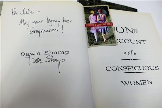 2 Author Books - On Account of Conspicuous Women by Dawn Shamp Author Signed and Inscribed First Edition and Midnight in the Garden of Good and Evil by John Berendt - Author Signed 