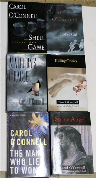 6 Author Signed Carol OConnell Books - "Mallorys Oracle" "Killing Critics" "Stone Angel" "The Man Who Lied to Women" "Judas Child" and "Shell Game" 