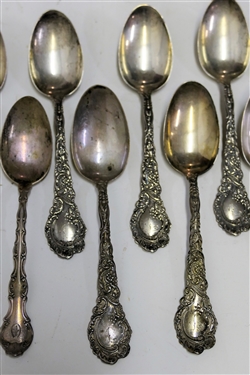 17 Monogrammed Sterling Silver Tea Spoons