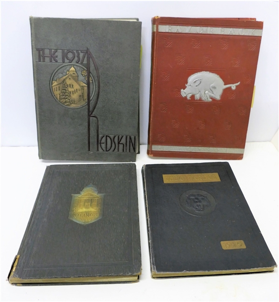 1931 Razorback - Fayetteville, Ark. Annual, 1937 "The Redskin" Oklahoma Annual, 1929 "The Girardot" Annual, and 1929 "Sagamore" Annual Both From Missouri