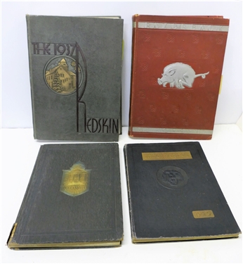 1931 Razorback - Fayetteville, Ark. Annual, 1937 The Redskin Oklahoma Annual, 1929 The Girardot Annual, and 1929 Sagamore Annual Both From Missouri
