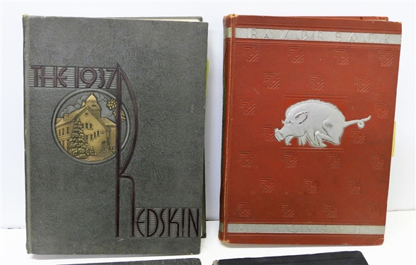 1931 Razorback - Fayetteville, Ark. Annual, 1937 The Redskin Oklahoma Annual, 1929 The Girardot Annual, and 1929 Sagamore Annual Both From Missouri
