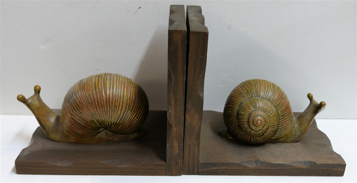 Pair of Chalk Snail Bookends  