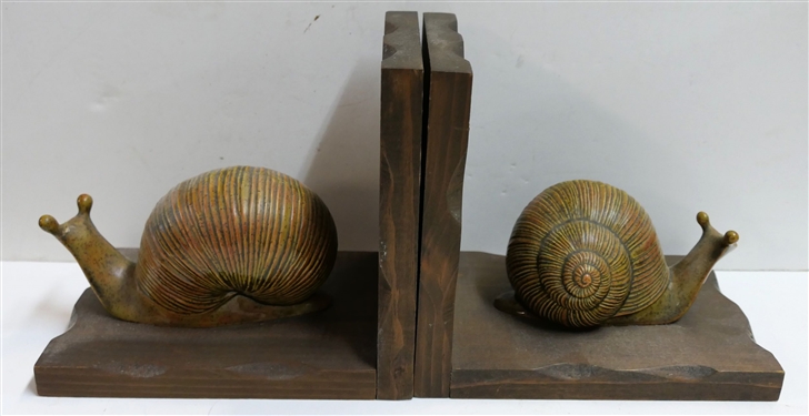 Pair of Chalk Snail Bookends  