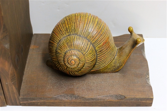 Pair of Chalk Snail Bookends  