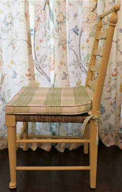 4 Beautiful Italian Ladderback Rush Bottom Chairs by Somerset Bay furniture- Padded Foot - Green and Cream Cushions