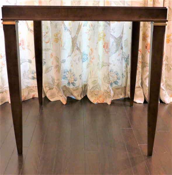 Hickory Chair "Hutton" Square Table with Dark Walnut Finish - Gold Details on Legs- Measures 30 1/2" tall 29 1/2" by 29 1/2"