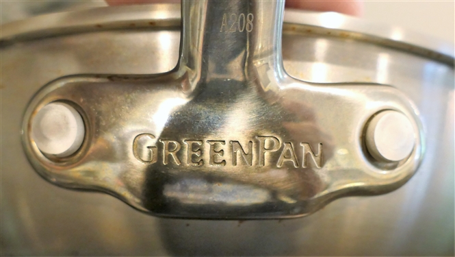 Lot of Nice Greenpan Cookware Exclusively for Williams Sonoma - 8 Pieces and Lids - Largest Skillet Measures 12 Across Smallest 7 Across Induction