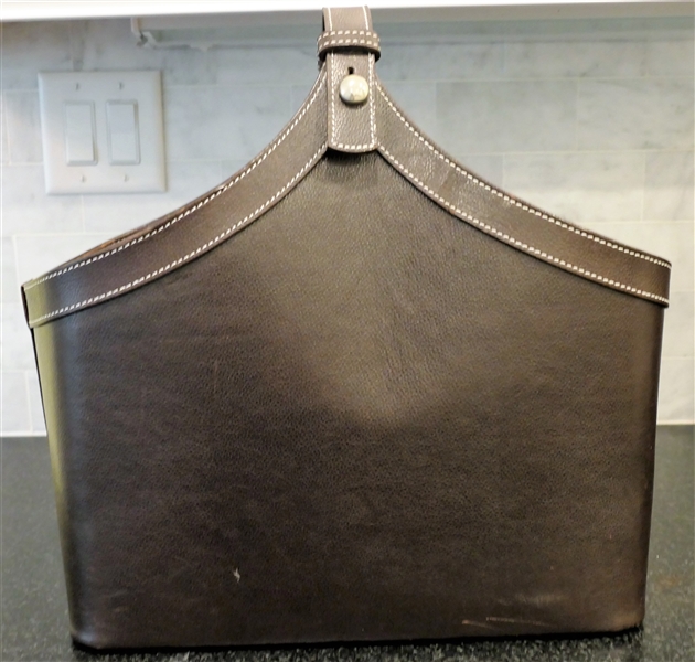 Lappas Leather Magazine Holder - Measures 11" tall to Top Edge, 17 1/2" by 7" (Not Including Handle) 