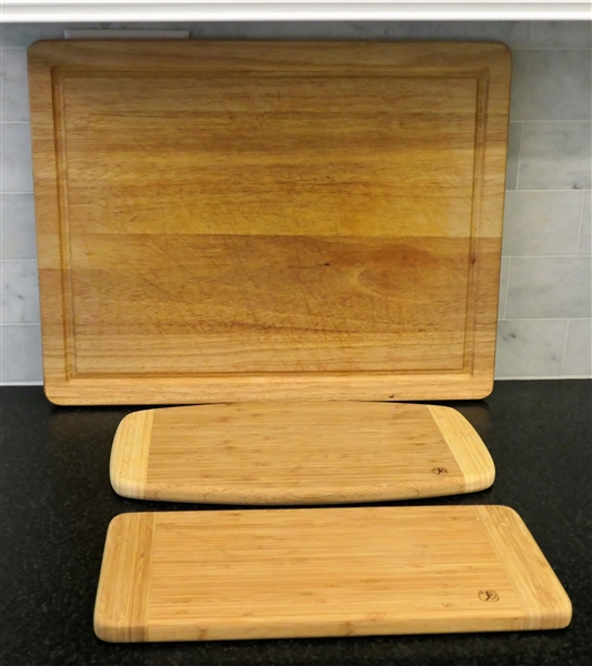 3 Wood Butcher Blocks - Smallest Measures 14" by 6 1/4" Largest 20" by 15 1/2" 