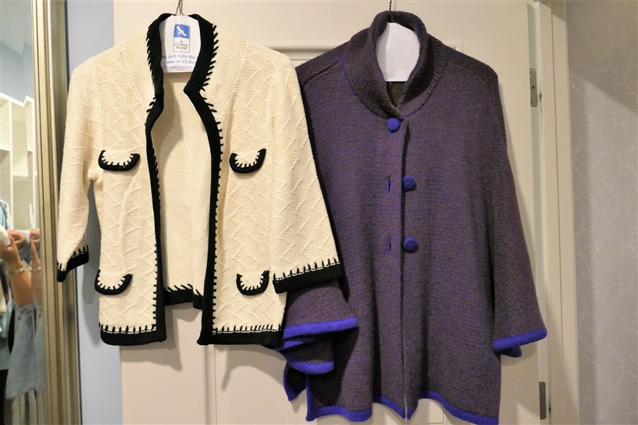 Alicia Peru - Alpaca and Wool Poncho and Cream and Black Knit Sweater - Size XL