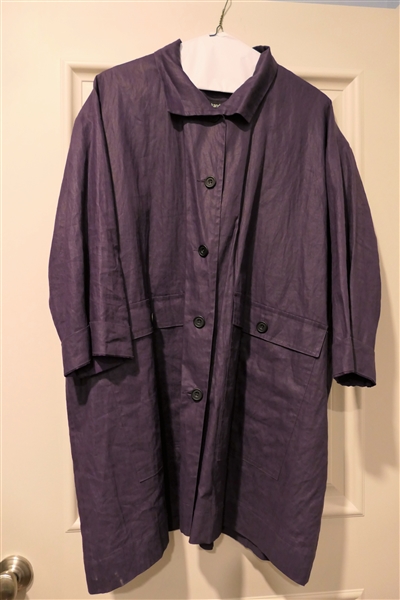 Eskandar Eggplant Colored Linen Jacket - Size 0