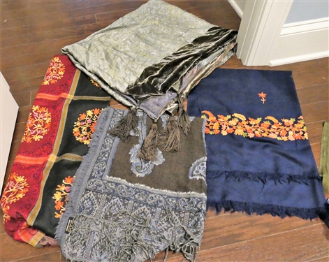 4 Evening Wraps including Handmade in San Diego California - Silk and Velvet, Embroidered, and Beaded