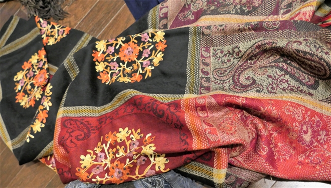 4 Evening Wraps including Handmade in San Diego California - Silk and Velvet, Embroidered, and Beaded