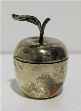  Tiffany & Co Makers Sterling Silver Apple Pill Box - Gold Wash Interior - 25008 - Measures 1 Tall 1 Across - Not including the Stem