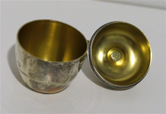  Tiffany & Co Makers Sterling Silver Apple Pill Box - Gold Wash Interior - 25008 - Measures 1 Tall 1 Across - Not including the Stem