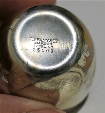  Tiffany & Co Makers Sterling Silver Apple Pill Box - Gold Wash Interior - 25008 - Measures 1 Tall 1 Across - Not including the Stem