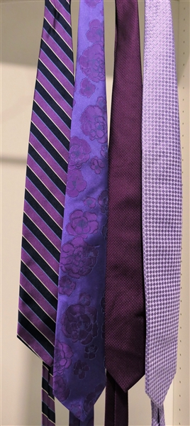 4 Purple and Lavender Neckties including - Ike Behar, Mimi Fong, and Brooks Brothers