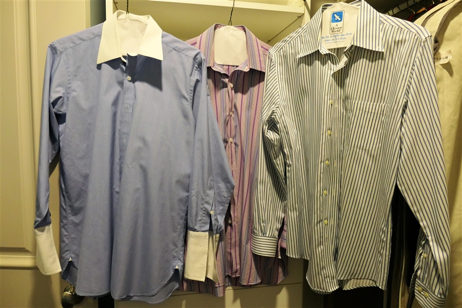 3 Mens Dress Shirts - 1 Brooks Brothers Medium and 2 Turnbull and Asher Made in England