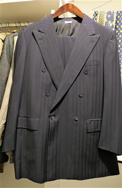 2 Men's Suits - Navy Pin Stripe Brioni Made in Italy - Pants Size 34 and Black Evening Suit - Barneys Pants Size 38 