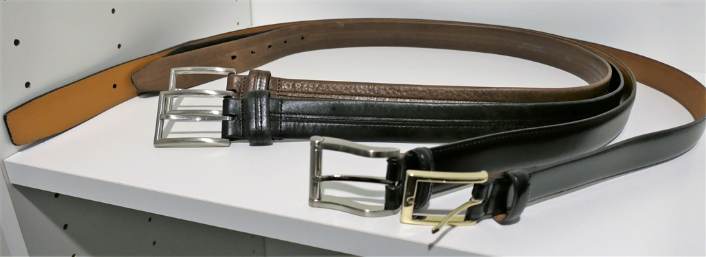 4 Leather Belts - 3 Brooks Brothers - Size 34 and 1 Magnanni Made in Spain Size 38