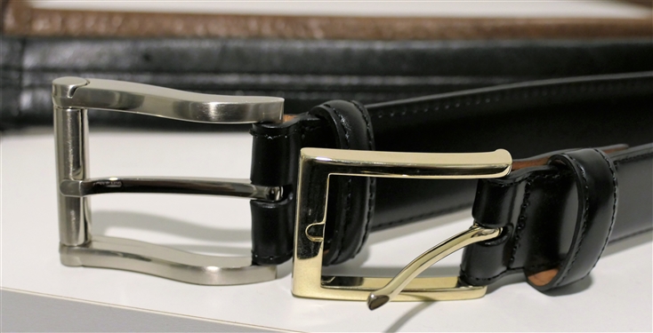 4 Leather Belts - 3 Brooks Brothers - Size 34 and 1 Magnanni Made in Spain Size 38