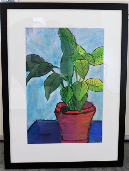 KB Still Life Painting of a Plant - Framed - Frame Measures 32" by 23 1/2"