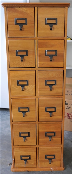 Pine 12 Drawer Chest - Measures 40" tall 14 1/2" by 9 1/2"