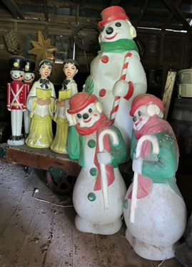Lots of Christmas Blow Mold Decorations -Snowmen, Angels, 