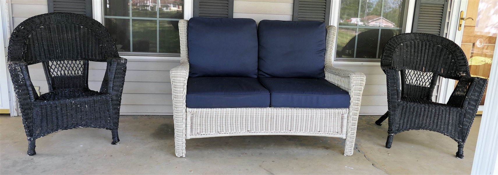 Wicker Love Seat and 2 Chairs