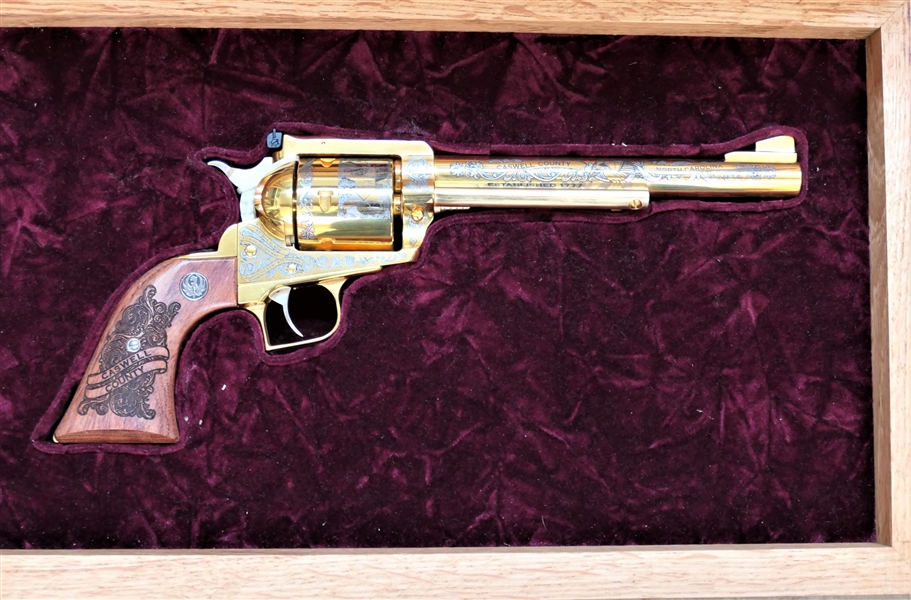 Ruger .44 Magnum New Model Super Blackhawk - Caswell County Revolver - Number 1 of 10 produced - Engraved with Caswell County NC Scenes and Important Figures - The Court House, Thomas Day, Bartlett...