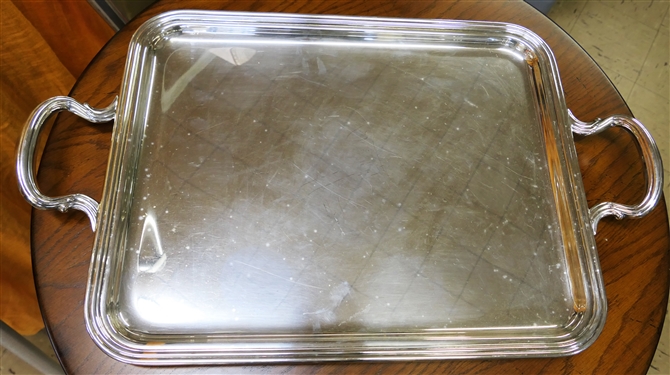 Nice Heavy Silverplate Tray - Signed Italy Silverplate - Measures 24 Handle to Handle 15 Across