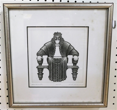 Checkmate Artist Signed and Numbered 63/100 E.B. Rothwell Print - Framed and Matted - Frame Measures 13 1/2 by 13 1/24 - COA on Reverse