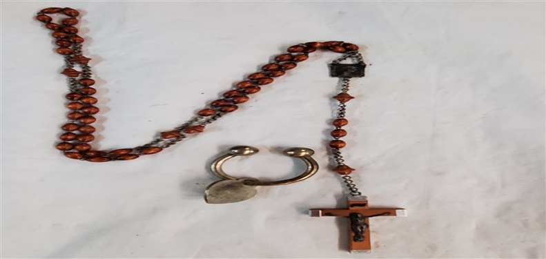 Sterling Silver Tiffany & Co. Key Fob Engraved U R Loved and French Rosary 