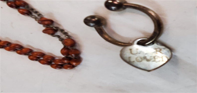 Sterling Silver Tiffany & Co. Key Fob Engraved U R Loved and French Rosary 